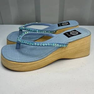 Yellow Box Yeah Blue Beaded Women Platform Chunky Size 7.5 NWB - Picture 1 of 10