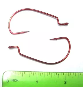 10ct ROSSO 38107 5/0 EWG AMI pesca basso extra largo gap hook acqua dolce o salata - Foto 1 di 3