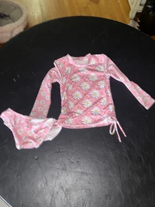 SUBMARINER TWO PIECE BATHING SUIT GIRLS SIZE 4T ZIP UP FLOWERS R20 - Picture 1 of 3