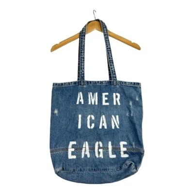American Eagle Denim Tote Bag Distressed Blue Jean Medium Size 17" x 15" - Image 1 of 4