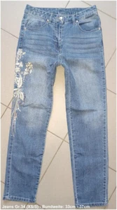Jeans hellblau * Pailetten * Gr.34 (XS/S) - Bundweite 33cm - 37cm - Bild 1 von 8