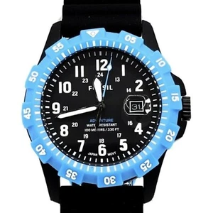 FOSSIL Men's FB-Adventure Blue Compass Black Silicone Strap Watch FS5731 - Picture 1 of 9