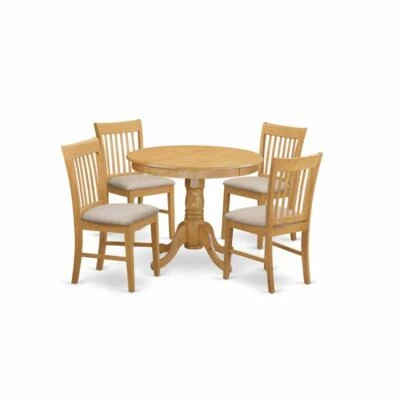 ANNO5-OAK-C 5 Pc Dinette Table set - Small Kitchen Table and 4 Dining Chairs - Image 1 of 4