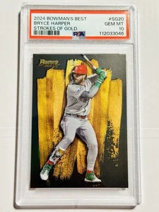 2024 Bowman's Best Bryce Harper #SG-20 Strokes of Gold🔥PSA 10🔥POP 13🔥GEM MINT - Picture 1 of 2