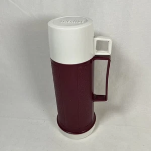 Vintage 10" Thermos Bottle Filler 22F Stopper 722 Cup 22A63 Maroon - Picture 1 of 8
