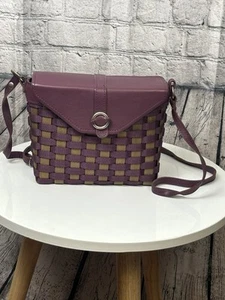 LONGABERGER TO GO LILA LEDER CROSSBODY KORB GEWEBT HANDTASCHE * NICHT MEHR PRODUZIERT * - Bild 1 von 11