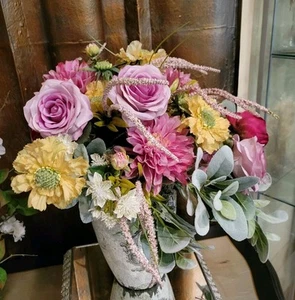 Professional Bridal Bouquet Silk Faux Flowers Colorful Spring Summer Loose Style - Picture 1 of 5