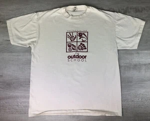 Vintsge 90s Shirt Multnomah ESD The Outdoor School Oneita Beige Made USA Mens L - Picture 1 of 12