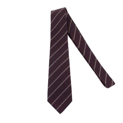 Corbata Kiton nueva sin etiquetas 100 % seda en borgoña/azul marino con rayas finas marrones/blancas Foto 1 de 4