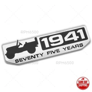 For Jeep Front Fender Door 75 TH Anniversary 1941 Logo Emblem Nameplate Badge - Picture 1 of 4