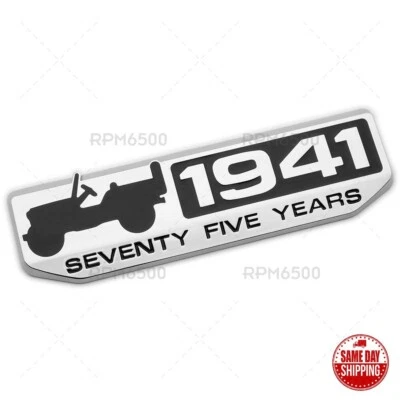 For Jeep Front Fender Door 75 TH Anniversary 1941 Logo Emblem Nameplate Badge - Изображение 1 из 4