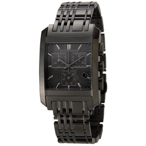 NUOVO OROLOGIO CRONOGRAFO BURBERRY NERO PLACCATO IONE HERITAGE S ACCIAIO BU1563