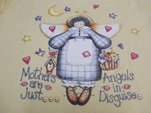 "Mothers Are Just Angels In Disguise"" Mujer Pequeña 4/6 Camiseta Amarilla 50/50" - Imagen 1 de 4