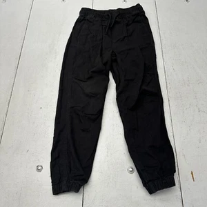 H&M Black Drawstring Stretchy Pocketed Cotton Jogger Pants Youth Size 8 - Picture 1 of 9