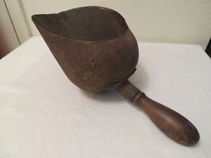 Vintage Primitive Metal Tin Scoop Wood Handle 14" - Picture 1 of 6