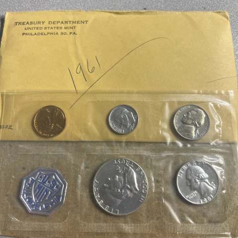 1961 US Silver Proof Set  In Original Mint Flat Pack Envelope free shipping Cover