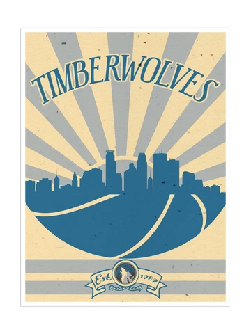 Minnesota Timberwolves Poster Sunset Design Art Print Decor 12x16" Cover