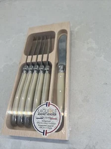 Laguiole Butter Knife Set Of 6 in Wooden Tray, Stainless Steel Made in France - Picture 1 of 3