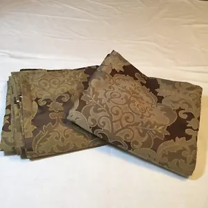 2 Olive Green Medallion Curtain Panels Chris Madden JCP 50" x 96" Lined - Picture 1 of 9