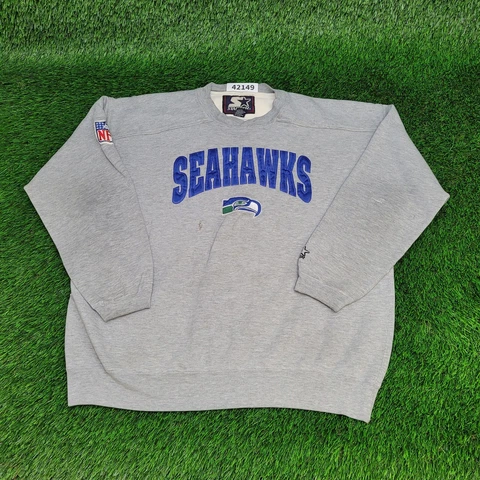 Vintage 90s Starter Seattle Seahawks Sweatshirt XL Gray Oversized Arch Logo Gray Cover