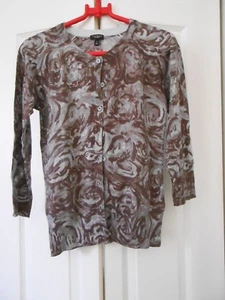 TALBOTS CARDIGAN GRAYS AND BROWNS RAGLAN SLEEVE---SMALL - Picture 1 of 1