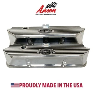Ford FE 390 Tall Polished Valve Covers "POWERED BY 390 CUBIC INCHES" - Ansen USA - Picture 1 of 5