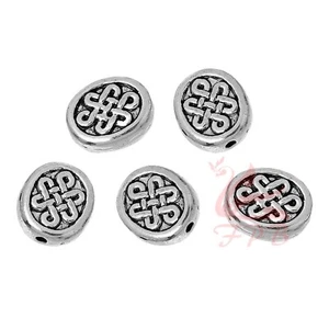 Celtic Knot Beads - 10/20/50 Oval Antiqued Silver Plated 12mm Spacer Bead SB8119 - Picture 1 of 3