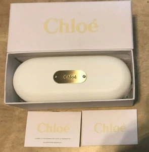 CHLOE Sunglass Sunglasses Empty Case White Leatherette w/ Packer Box 3" Deep NEW - Picture 1 of 2