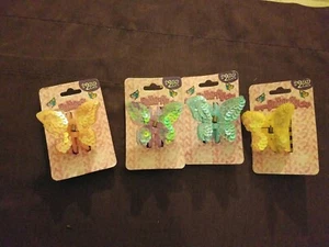 4 Hair Clip Multi-Color Sequin Butterfly Clip - Picture 1 of 6