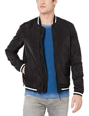A|X Armani Exchange Men's Solid Unpadded Nylon Bomber Jacket, Black[ XL] - Image 1 of 3