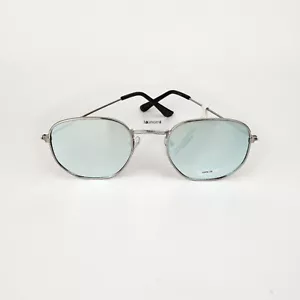Damen-Sonnenbrille verspiegelt reflektierend silberfarben abgerundet Sechseck neu mit Etikett - Bild 1 von 4