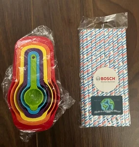 NEW Measuring Cups and Spoons Set, Rainbow Color Measurement Bosch Straw PRIDE - Picture 1 of 1