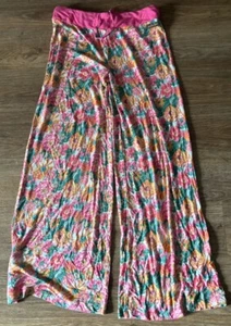 Matilda Jane Womens Pink Multicolor Floral Wide Leg Stretch Pajama Pants Small - Picture 1 of 5