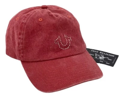Gorra de béisbol True Religion cristal herradura sombrero rojo lavado para mujer talla única Foto 1 de 2