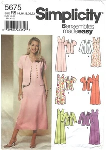 2003 Simplicity 5675 Misses Petite Dress 2 lengths Jacket size R5 14-22 pattern - Picture 1 of 3