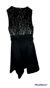 Para mujer Forrado Beige y Negro Encaje Prenda para el torso Sin mangas Vestido de Fiesta Eliza J Talla 10 - Imagen 1 de 7