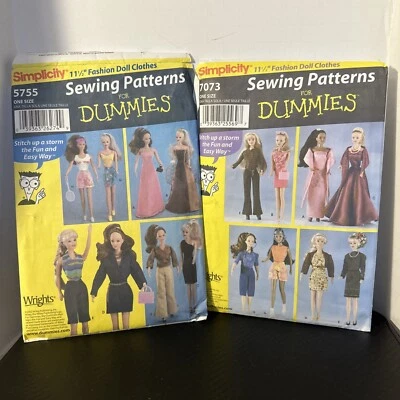2 Sewing Patterns 5755, 7073 Dummies Simplicity DOLL CLOTHES 11.5" Fashion Doll - Image 1 of 3