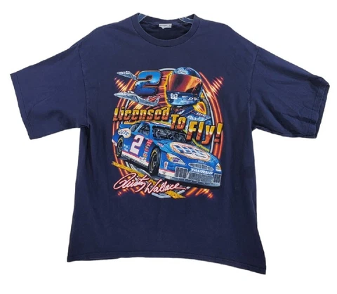 VTG Chase Authentic Rusty Wallace #2 T-Shirt Nascar Mens XL Blue Graphic Print Cover