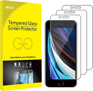 JETech Tempered Glass Screen Protector for iPhone SE 3/2 (2022/2020), 3-Pack - Picture 1 of 11