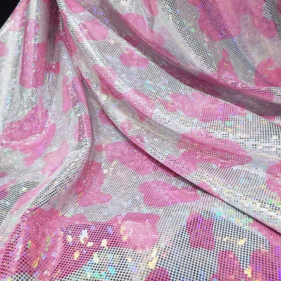 Micropontos de folha metálica arco-íris rosa e branco estampa de vaca com vidro quebrado - Imagem 1 de 4