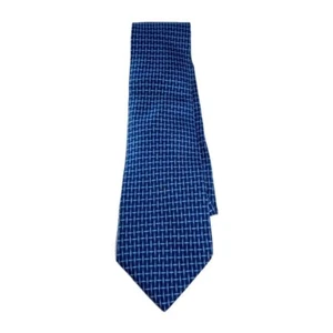 Corbata de cuello HERMES seda azul marino logotipo vendedor de Japón N0125 10 Hecha en Francia - Imagen 1 de 5