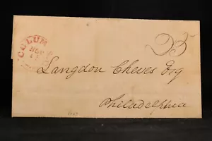 South Carolina: Columbia 1823 (circa) Stampless Cover Red CDS & 25c Rate to Pa - Picture 1 of 2