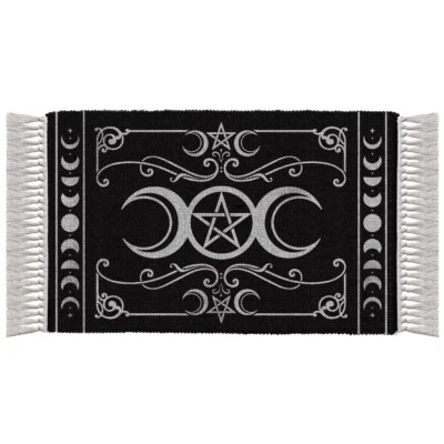 Alfombra Alchemy Gothic Triple Moon Cycles Wiccan tejida a mano algodón 38X20" RUG2 Foto 1 de 4