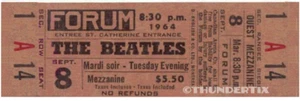 1 BEATLES UNUSED FULL CONCERT TICKET 1964 Montreal Canada brn laminated reprint - Picture 1 of 1
