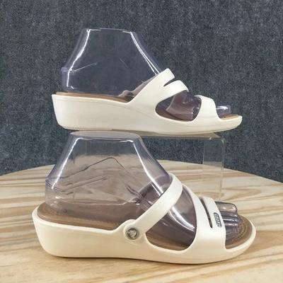 Sandalias Crocs para mujer 6 Patricia sin cordones con cuña deslizable 10386 blancas EVA Foto 1 de 4