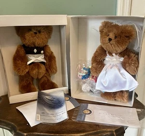 Neu im Karton Franklin Mint Teddybär Happy Bride & Happy Groom Hochzeit Set Neu im Karton! - Bild 1 von 15