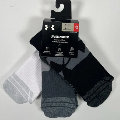 Under Armour UA Elevated Cushioned Crew Socks (3 Pack) Men’s 8-12 Large NEW - Image 1 of 4