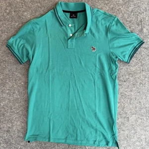 Camisa Polo PS Paul Smith Para Hombres Mediana Verde Logo Cebra Cuello Punta Informal - Imagen 1 de 6