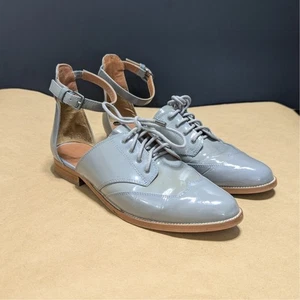 Rebecca Minkoff Maddie Ankle Strap Oxford Flats Gray Womens 7 Patent Leather - Picture 1 of 7