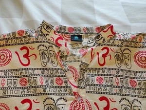 Ganesha Herren Ethno Shirt XXL Bohemian Pullover Typ Langarm Beige Hieroglyp - Bild 1 von 6